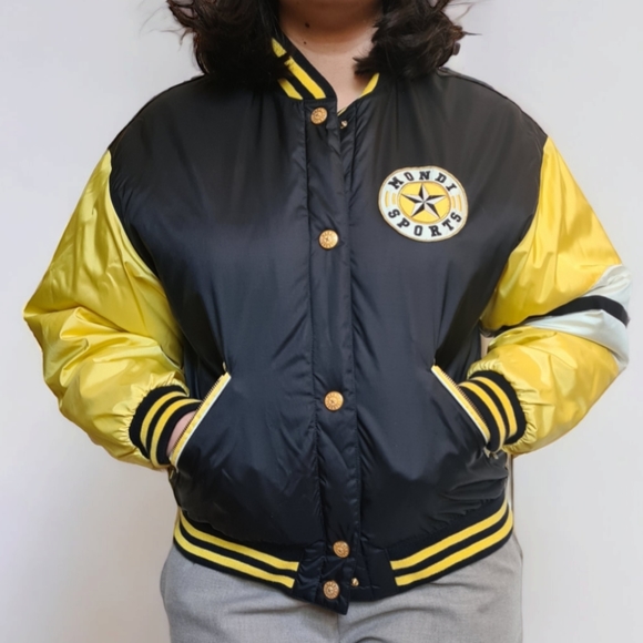 Vintage Mondi Sports yellow and black bomber jacket size M-L. - Picture 3 of 6